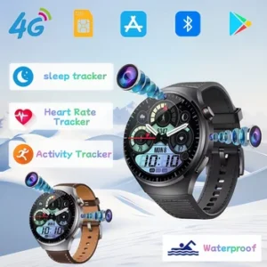 ساعة ذكية B14 AMOLED 4G عالية الدقة مزودة بكاميرا مزدوجة وواي فاي ومكالمات فيديو وبلوتوث وبطاقة SIM وتنزيل تطبيق Google PLAY وساعة ذكية مقاومة للماء